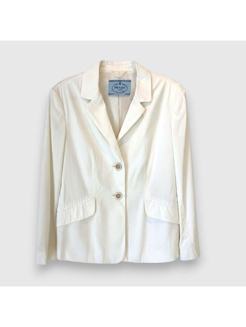 Prada Vintage Y2K Single-Breasted White Cotton Blazer—IT 44